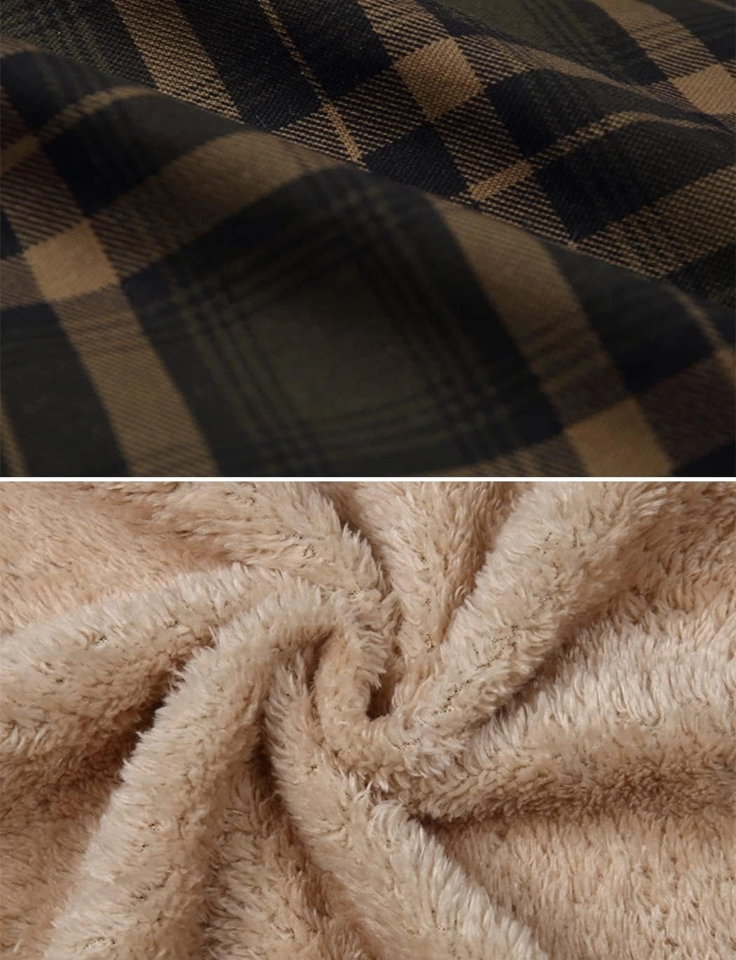 Haellun Men's Long Sleeve Sherpa Lined Shirt Jacket Flannel Plaid Fleece Coats