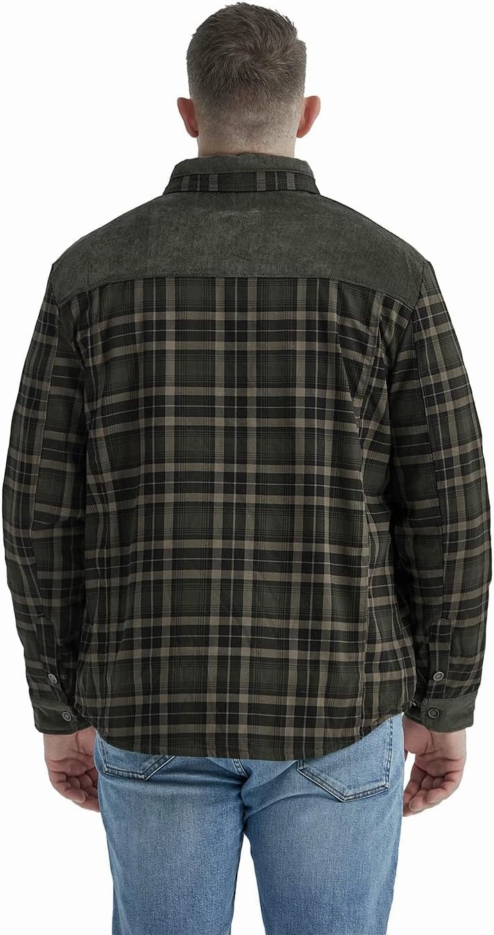 Haellun Men's Long Sleeve Sherpa Lined Shirt Jacket Flannel Plaid Fleece Coats