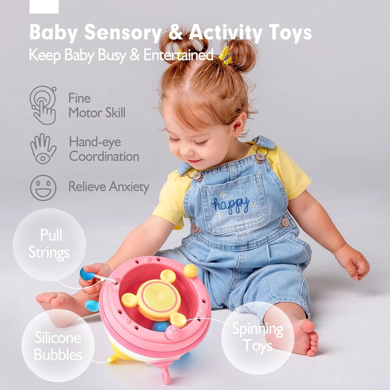 hahaland 1 Year Old Girl Gifts - Montessori Toys Baby Toys 12-18 Months for Sensory Toys Pop Fidget Spinning Toy for 1-3-Year-Old Gift Airplane Toddler Travel Toy for 12-18 Month Birthday Gifts