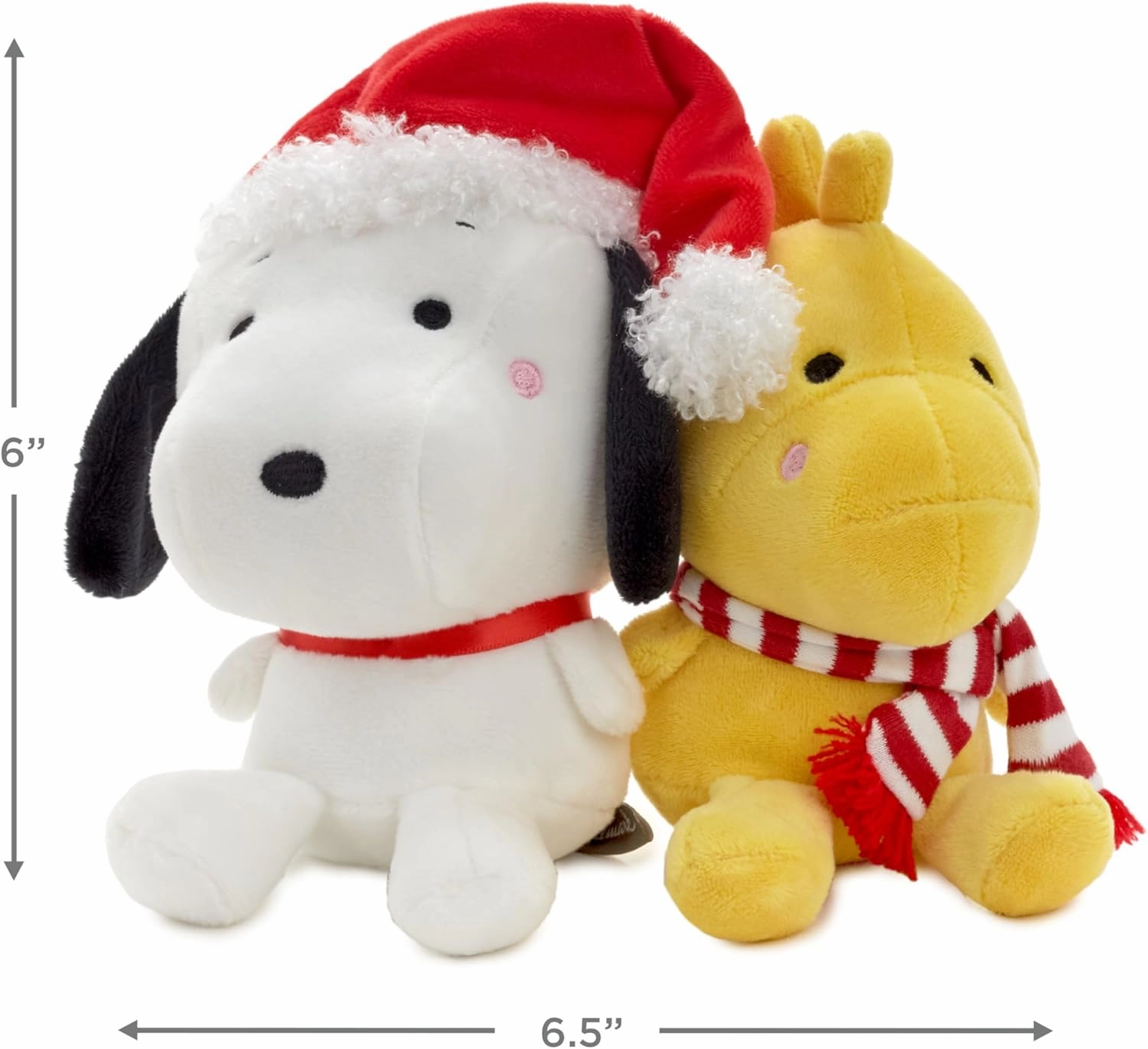 Hallmark Better Together Peanuts Holiday Plush Toys (Snoopy and Woodstock) 6" Stuffed Toys, Gifts for Kids