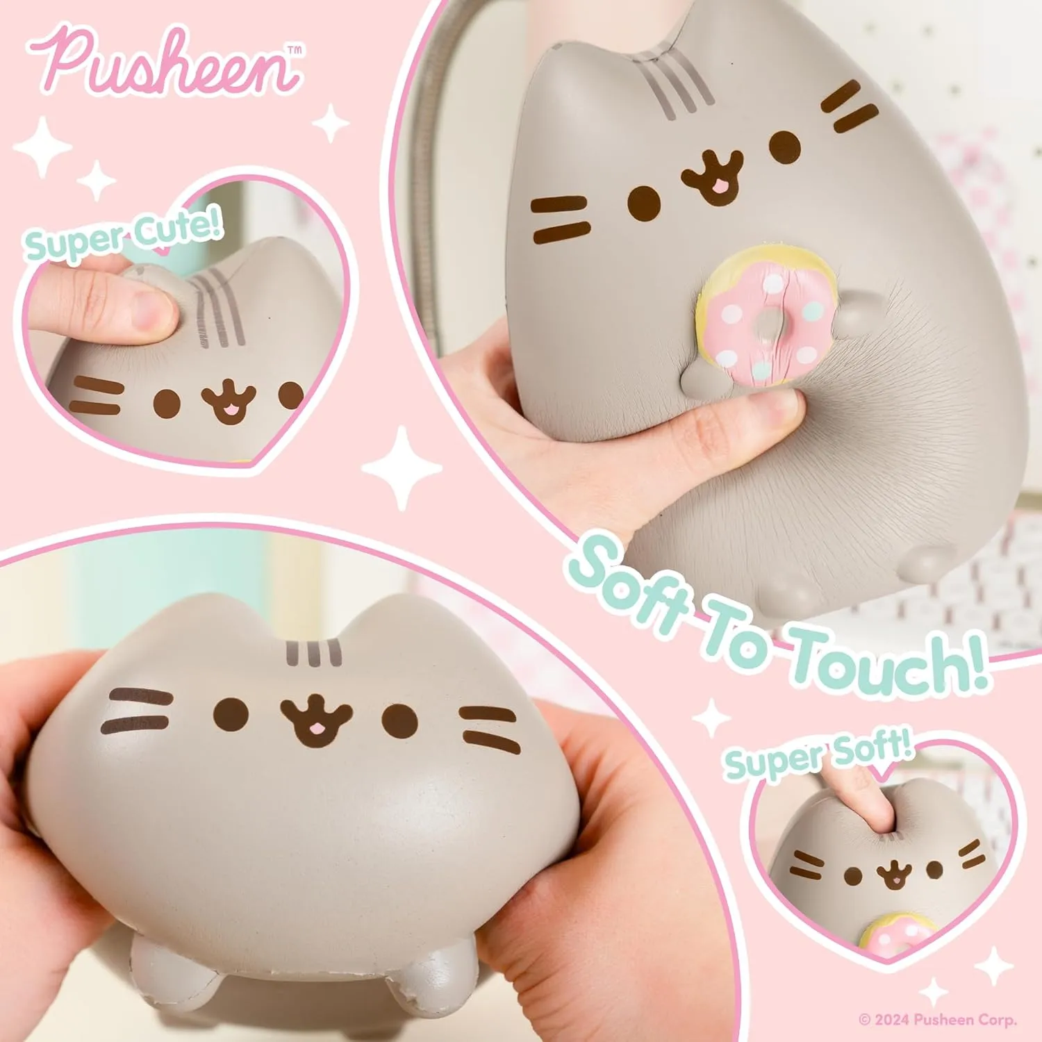 Hamee Pusheen Cat Slow Rising Cute Jumbo Squishy Toy (Bread Scented, 6.3 inch) [Birthday Gift Bags, Party Favors, Gift Basket Filler, Stress Relief Toys] - Pusheen with Donut