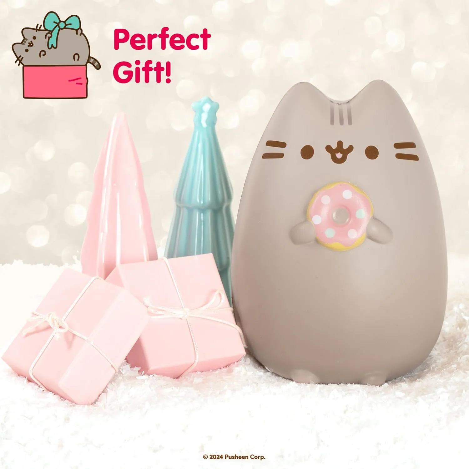 Hamee Pusheen Cat Slow Rising Cute Jumbo Squishy Toy (Bread Scented, 6.3 inch) [Birthday Gift Bags, Party Favors, Gift Basket Filler, Stress Relief Toys] - Pusheen with Donut