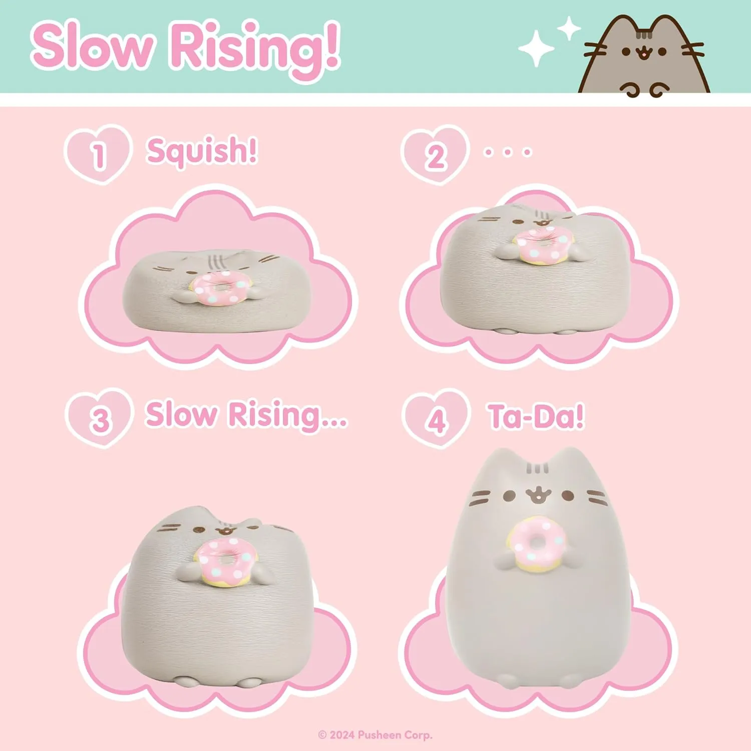 Hamee Pusheen Cat Slow Rising Cute Jumbo Squishy Toy (Bread Scented, 6.3 inch) [Birthday Gift Bags, Party Favors, Gift Basket Filler, Stress Relief Toys] - Pusheen with Donut
