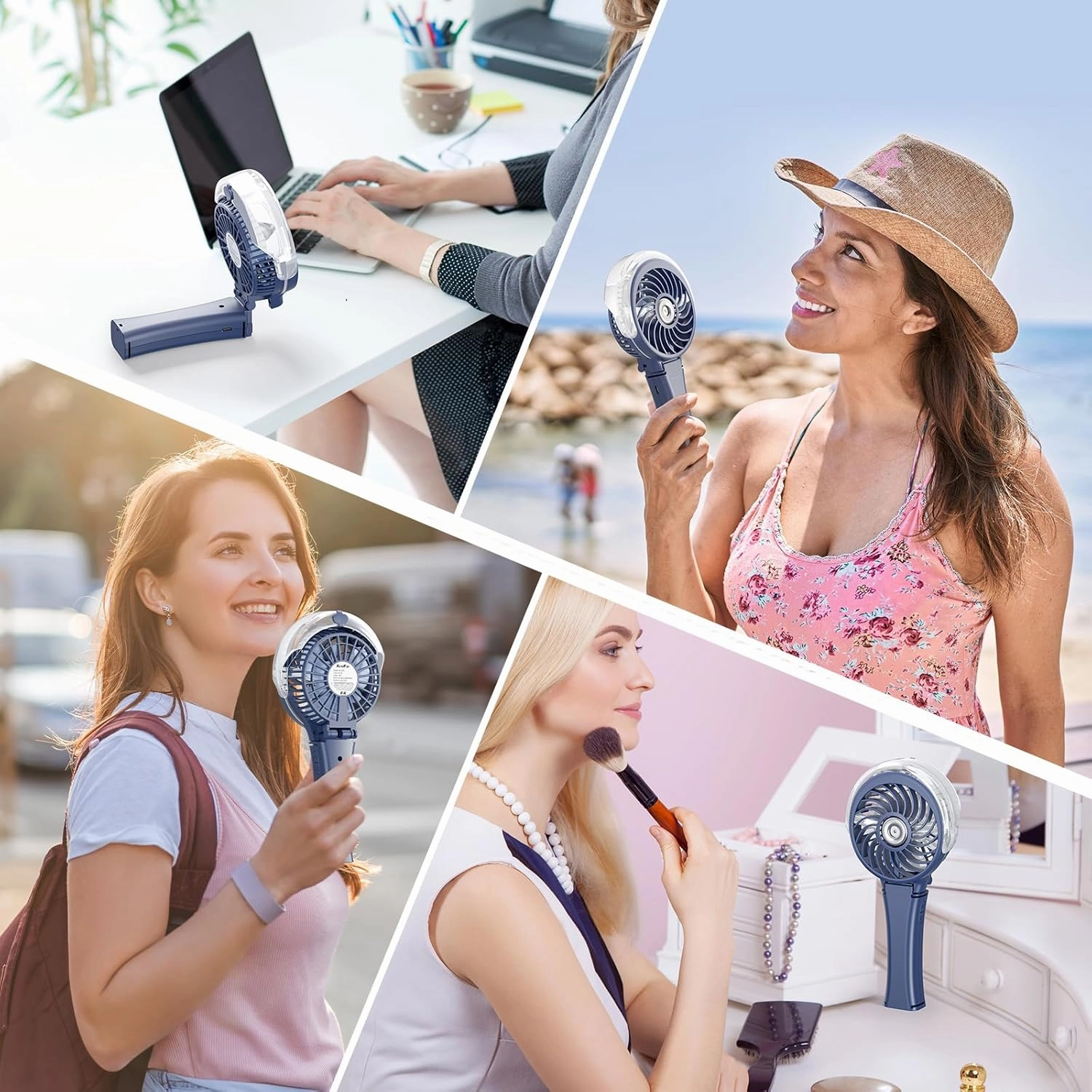 HandFan 2025 Upgraded Portable Misting Fan, Two Button Easy Operation, Handheld Rechargeable Mister Fan, Spray Water Mist Fans, Mini Electric Cooling Fans for Travel, Outdoors, Disney(Royal Blue)