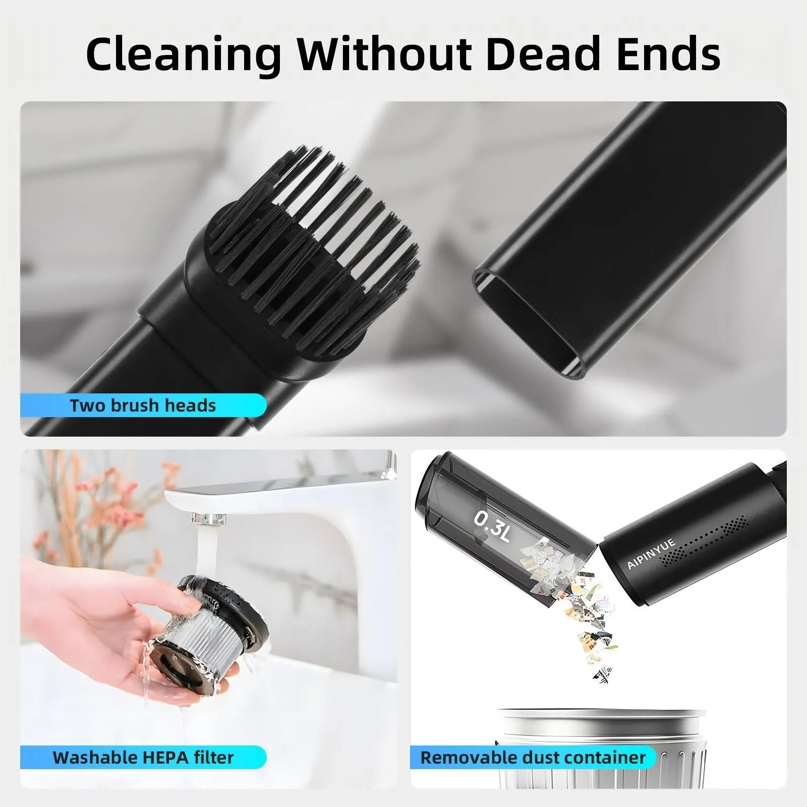 Handheld Cordless Car Vacuum Cleaner – 6000Pa Suction
