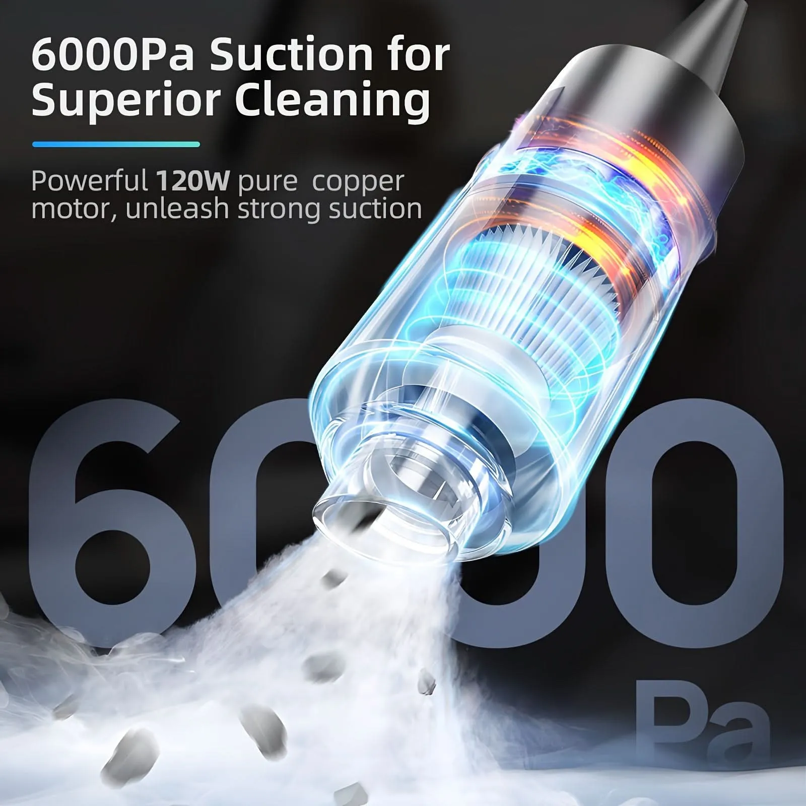Handheld Cordless Car Vacuum Cleaner – 6000Pa Suction