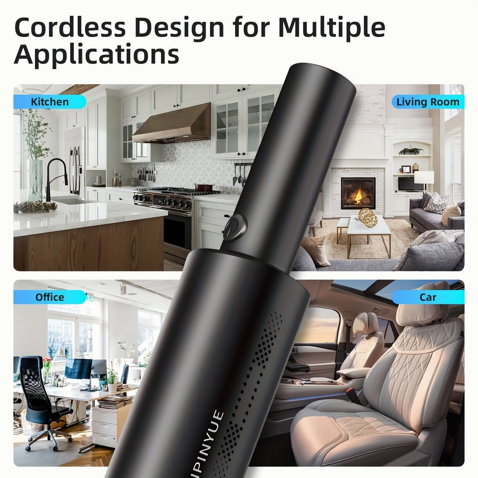 Handheld Cordless Car Vacuum Cleaner – 6000Pa Suction