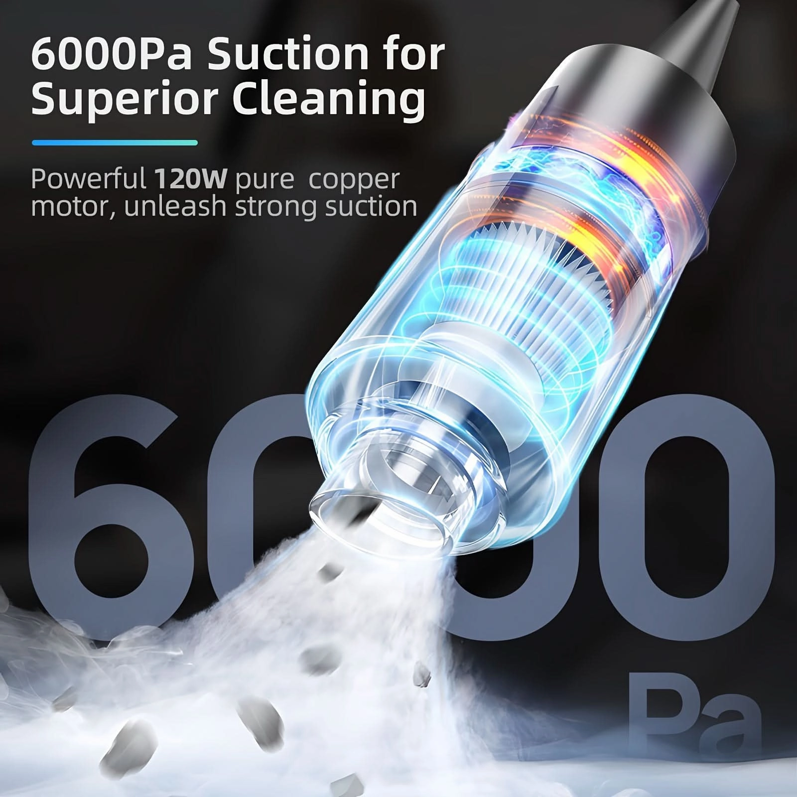 Handheld Cordless Car Vacuum Cleaner – 6000Pa Suction