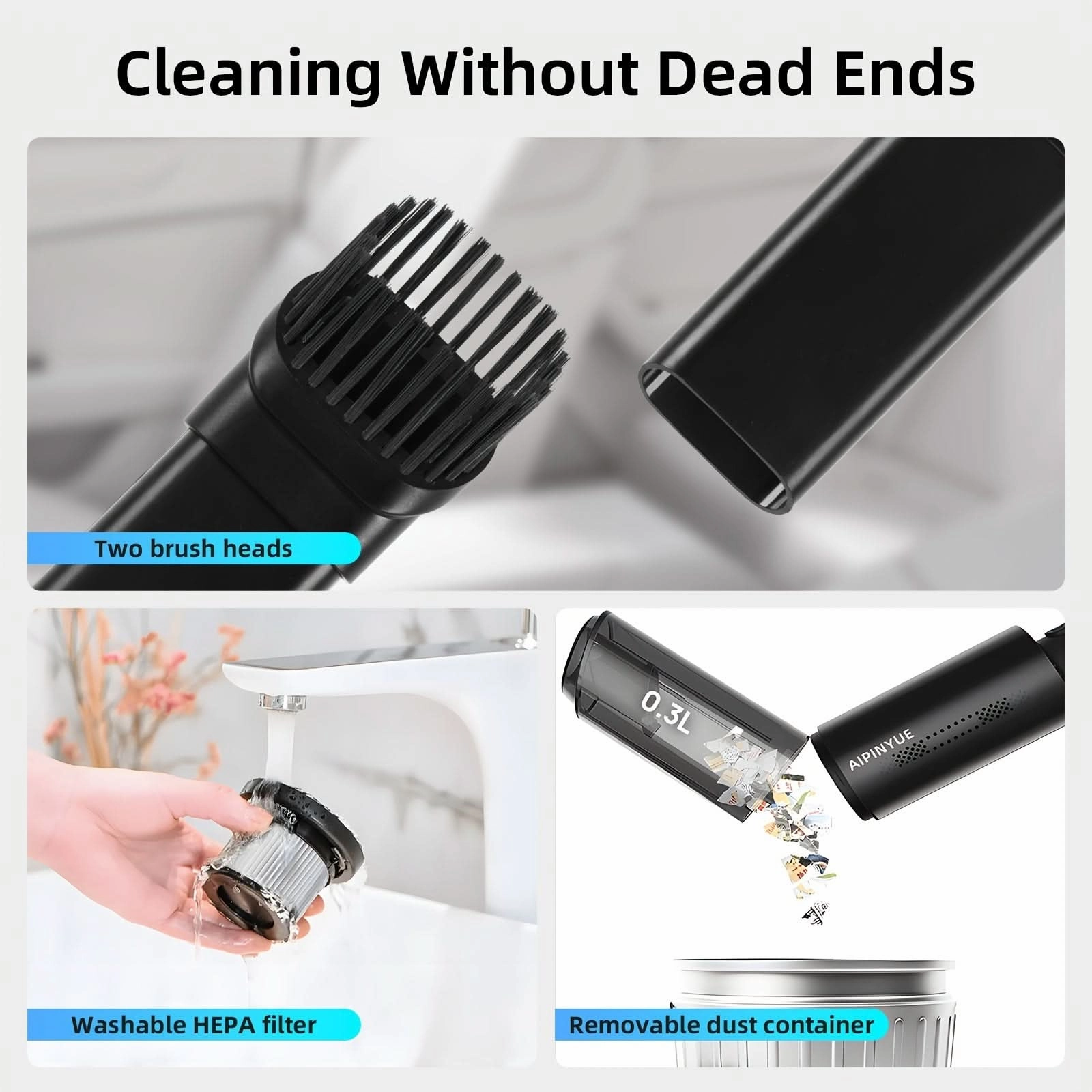 Handheld Cordless Car Vacuum Cleaner – 6000Pa Suction