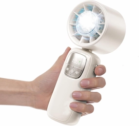 Handheld Folding Cooling Fan, Rechargeable Portable Fan,0-100 Adjustable Speed Turbine Circulation Cold Air, Digital Display, Hand Fans for Travel, Outdoor, Office (Khaki)