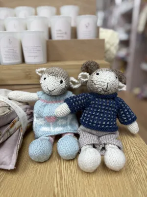Handknitted  Mr Ram and Mrs Sheep