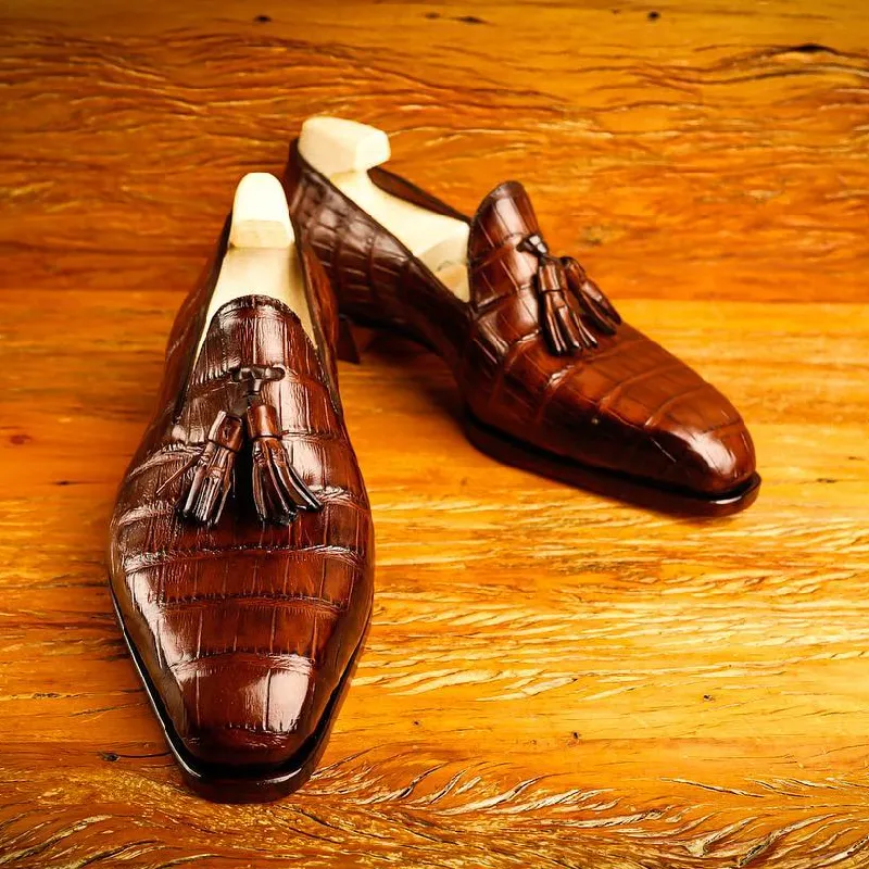 Handmade Crocodile Classic Tasseled Loafers