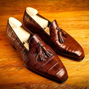 Handmade Crocodile Classic Tasseled Loafers