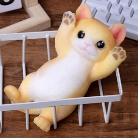 Handmade Squishy Toys Cute Cat Squeeze Toy No Odor Silicone Simulation Cats Doll Toys Cute Kitty Squishy Stress Relidf Toy (Yellow)