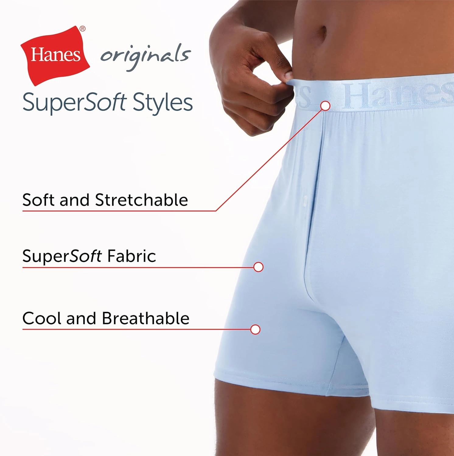 Hanes Men’s Originals SuperSoft Boxers (3 Pack)