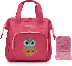 HappyVk- Baby Doll Diaper Bag with Doll Changing Pad- Handbag for girls- Owl Embroidery