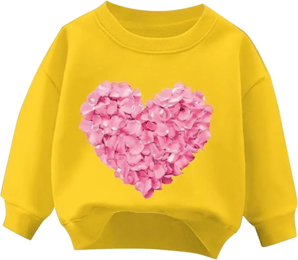 Heart Toddler Girl Sweatshirt Pants Set Long Sleeve Fleece Lined Winter Warm Outfit Daily Party Wear