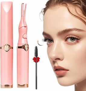 Heated Eyelash Curler - Fast Heat up in 7s - 3 Heat Modes with USB Rechargeable - Electric Eyelash Curler - Natural Curling 24 Hours Long Lasting, Light Pink