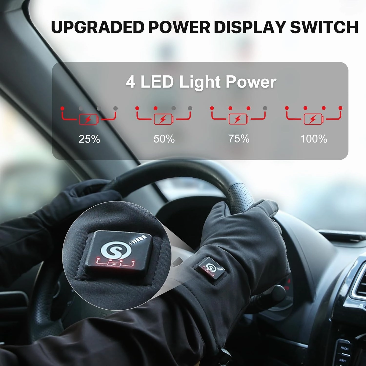 Heated Gloves Rechargeable - Electric Battery Heated Gloves for Men, Women, Winter Hiking Ski Riding Cycling, Black