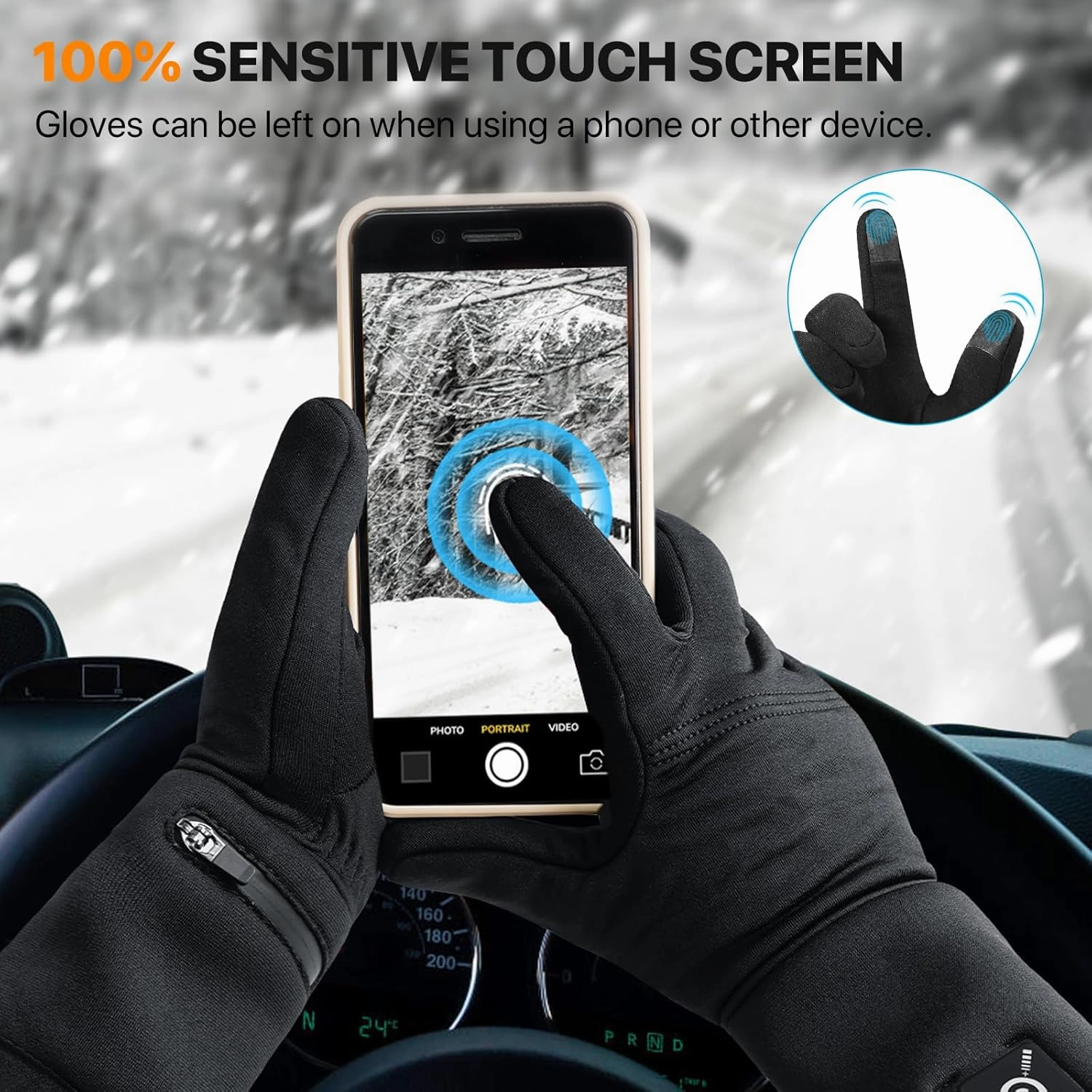 Heated Gloves Rechargeable - Electric Battery Heated Gloves for Men, Women, Winter Hiking Ski Riding Cycling, Black