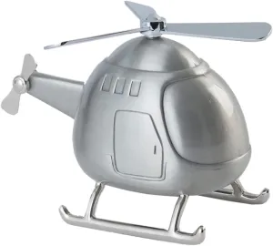 Helicopter Coin Bank Mini Piggy Bank Adorable Coin Saving Money Box for Adults Home Office Desktop Ornament Fun Craft Silver Color