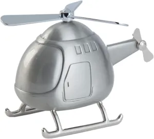Helicopter Coin Bank Mini Piggy Bank Silver Decorative Money Saving Box for Adults for Developing Saving Habits Present for Home Office Nursery Decor