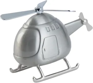 Helicopter Coin Saving Money Box Cute Mini Piggy Bank for Adorable Office Desktop Ornament Present for Adults Silver