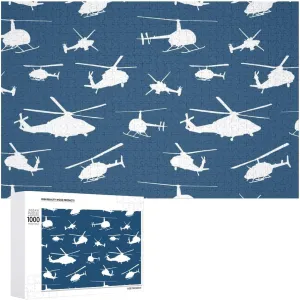 Helicopter Silhouettes Funny Jigsaw Puzzle Printed Wooden Puzzle Printed Pictures Wall Art Decor for Living Room Chrismtas Gifts