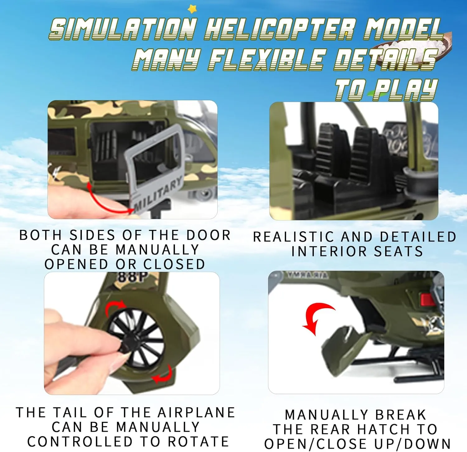 Helicopter Toy with Lights and Sound,Simulative Rescue Helicopter Vehicles Toys for Kids Aged 3 and Up,Pull-Back Propeller Army Toys Toddler Kids Boys Gifts (Police Helicopter)