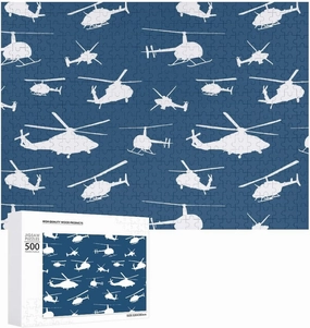 Helicopter Silhouettes Funny Jigsaw Puzzle Printed Wooden Puzzle Printed Pictures Wall Art Decor for Living Room Chrismtas Gifts