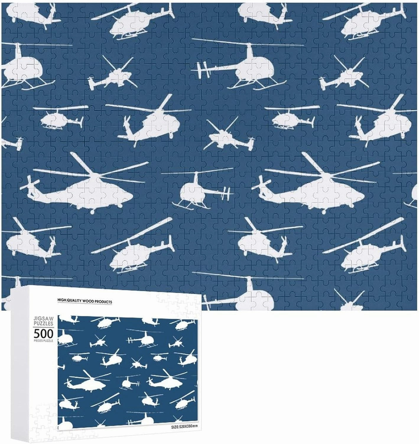 Helicopter Silhouettes Funny Jigsaw Puzzle Printed Wooden Puzzle Printed Pictures Wall Art Decor for Living Room Chrismtas Gifts