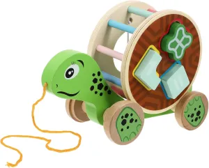 HEMOTON Cartoon Trailer Toy Wooden Pull Along Toy for Boys and Girls Pulling Car