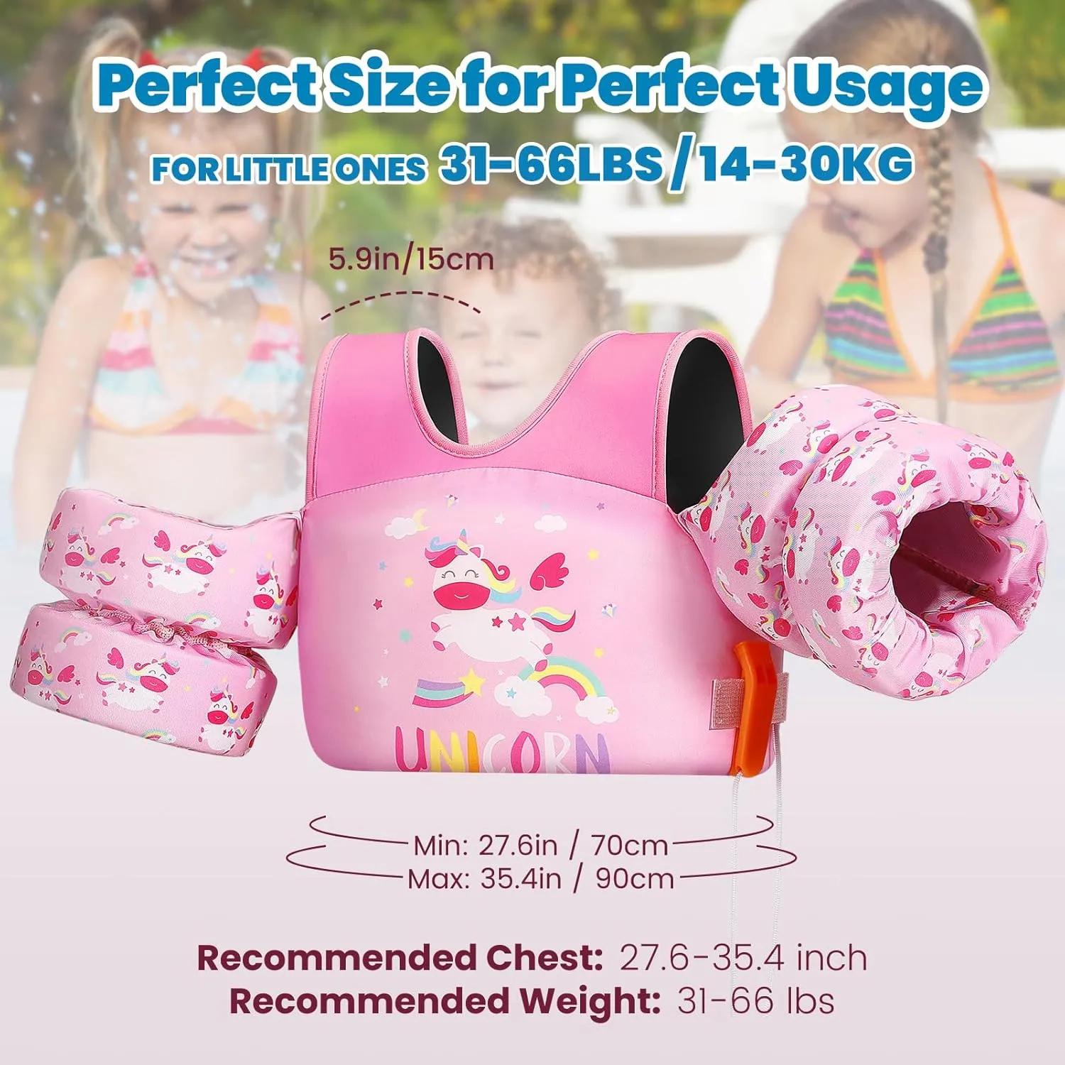HeySplash Toddler Swim Vest, Toddler Floaties Fit 13-30 Lbs, Puddle Kids Jumper with Adjustable Strap, Pool Float Jacket Arm Floaties Baby Floatie Water Wing, Pool Sea Swimming Aid