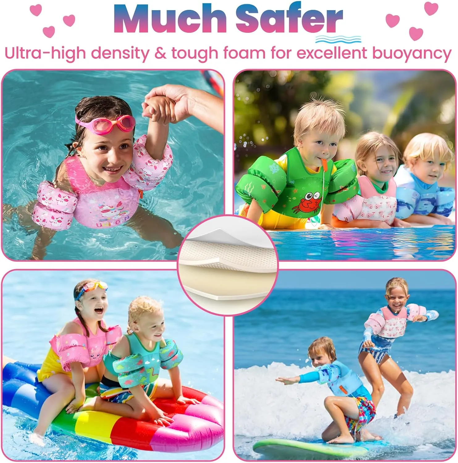 HeySplash Toddler Swim Vest, Toddler Floaties Fit 13-30 Lbs, Puddle Kids Jumper with Adjustable Strap, Pool Float Jacket Arm Floaties Baby Floatie Water Wing, Pool Sea Swimming Aid