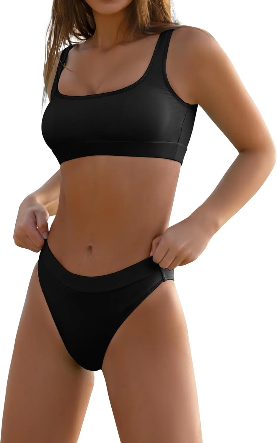 High Waisted Bikini for Women Tummy Control Bottoms Push Up Crop Top Swimsuit 2 Piece High Cut Teens Girls Bathing Suits