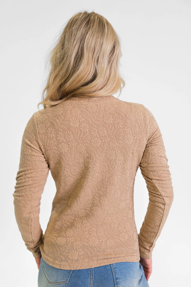 High Ambitions Brown Floral Textured Knit Fitted Top  FINAL SALE