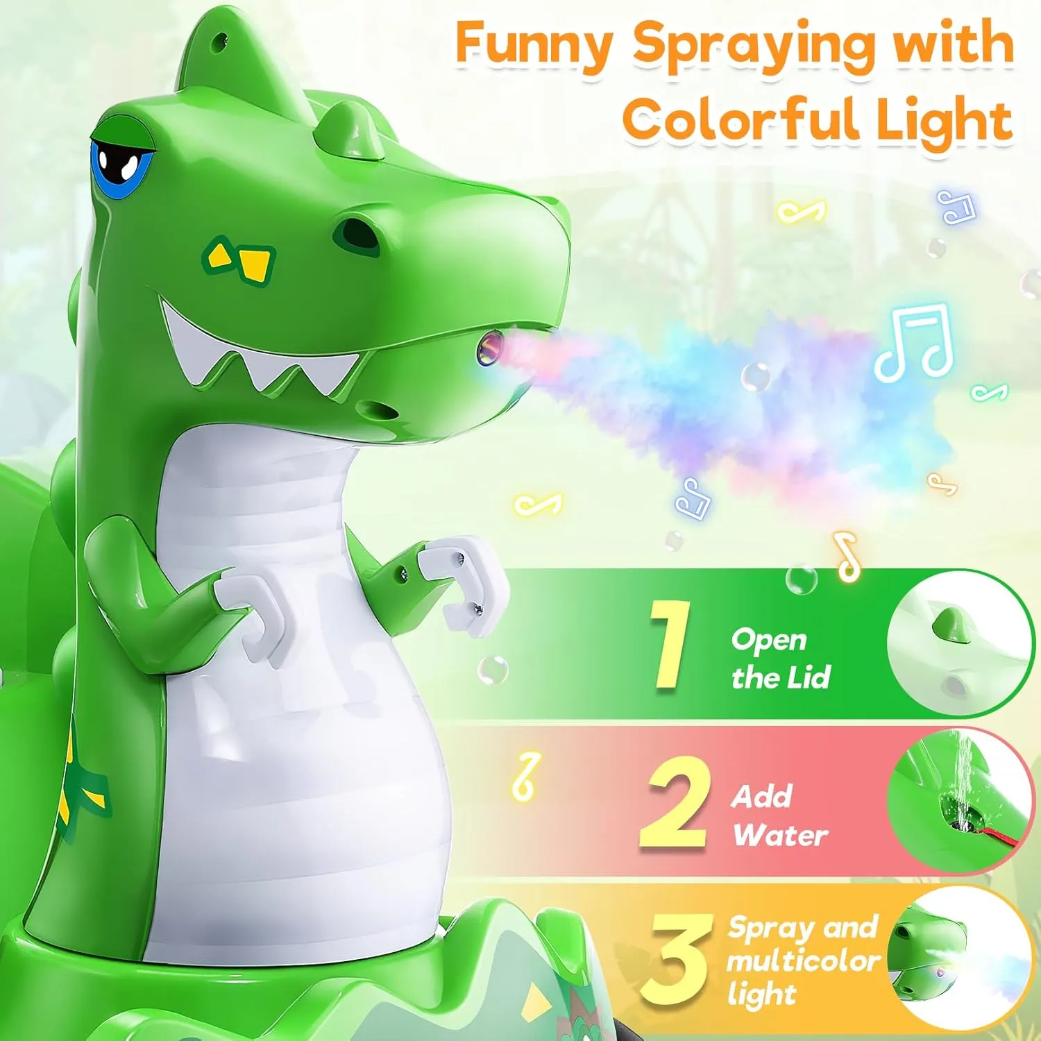 Hikole Toddler Bumper Car with Remote Control - 12V Electric Ride on Bumper Car for Baby with Spray, Music, 3 Speeds, Seat Belt, Indoor & Outdoor Use, Dinosaur Gift for Kids Ages 2-5, Green