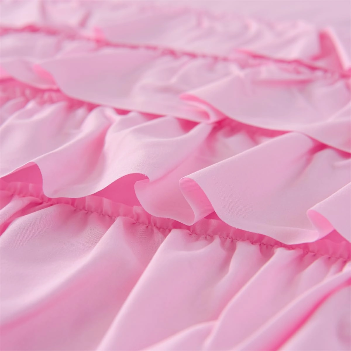 Holawakaka Pink Waterfall Ruffle Comforter Set Twin Size Multi-Layers Ruffled Shabby Chic 3PCS Bedding Set for Girls Women, Pink Twin