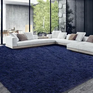 HOMBYS Shaggy Area Rug 9x12 Feet, Ultra Fuzzy Large Plush Faux Fur Carpet for Living Room Bedroom, Non-Skid Fuzzy Rug for Kids Playroom Home Decor, Navy Blue