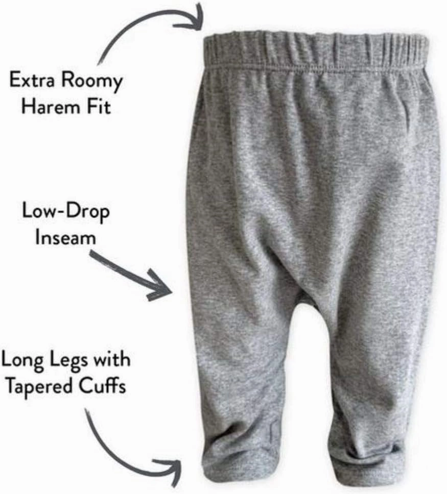 HonestBaby Multipack Harem Pants Roomy Fit Pull on Bottoms 100% Organic Cotton for Infant Baby Boys, Girls, Unisex