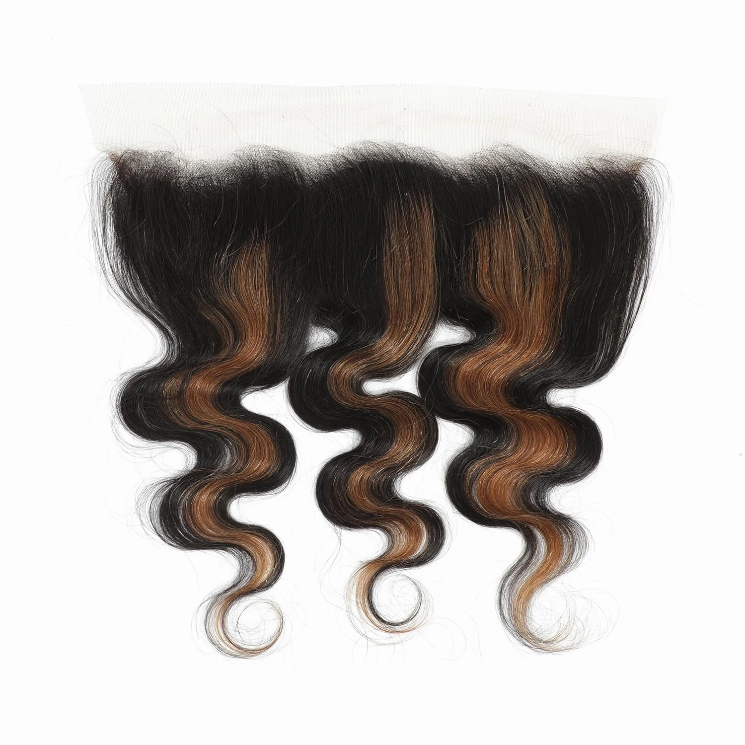 Honey Blonde FB30 Highlight Bundles with 13x4 Lace Frontal Body Wave Human Hair, Ombre 3 Bundles with HD Transparent Lace Frontal Ear to Ear Soft Remy Hair Black and Brown Color 12 14 16  12In