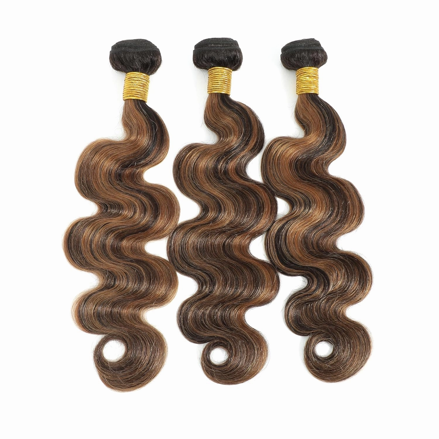 Honey Blonde FB30 Highlight Bundles with 13x4 Lace Frontal Body Wave Human Hair, Ombre 3 Bundles with HD Transparent Lace Frontal Ear to Ear Soft Remy Hair Black and Brown Color 12 14 16  12In