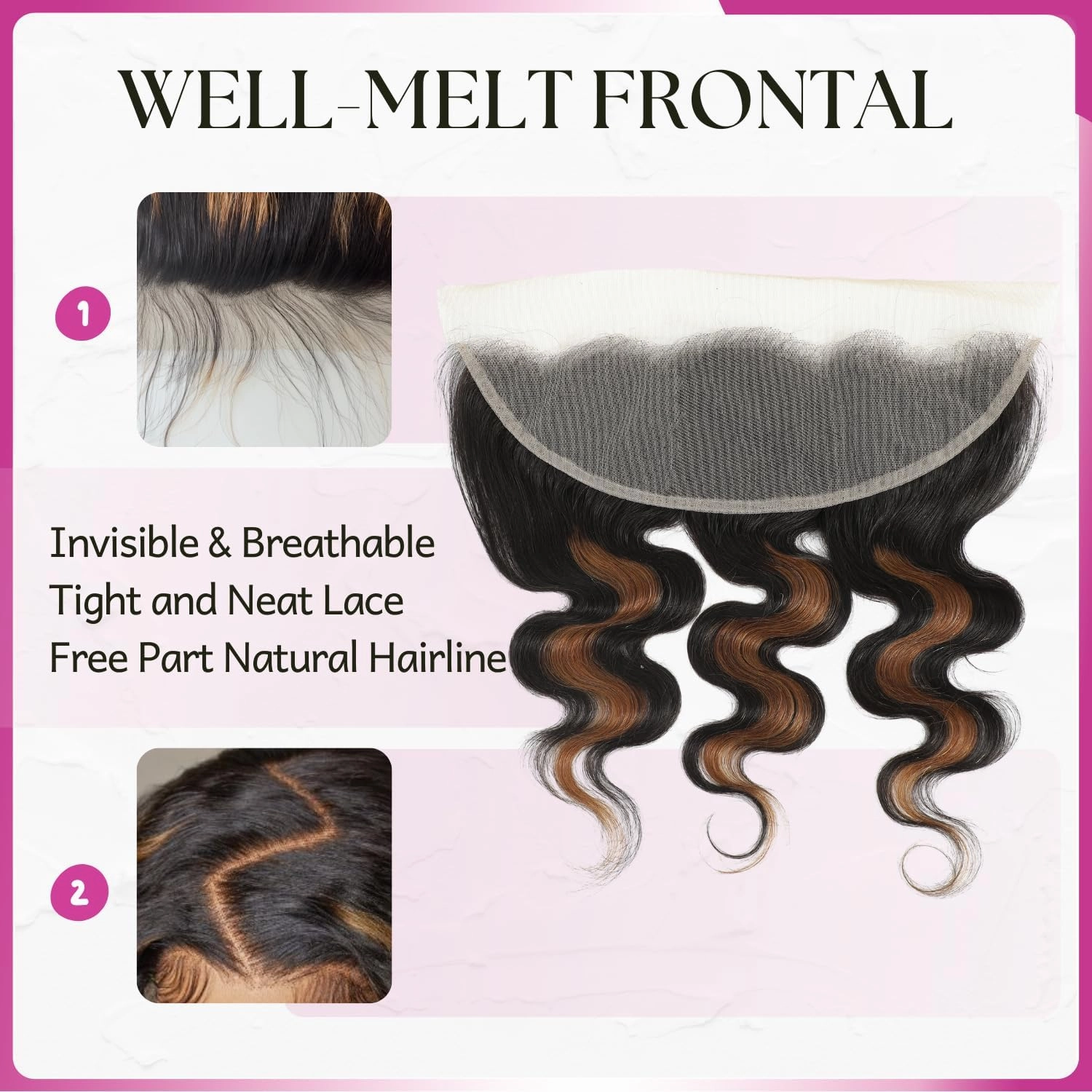 Honey Blonde FB30 Highlight Bundles with 13x4 Lace Frontal Body Wave Human Hair, Ombre 3 Bundles with HD Transparent Lace Frontal Ear to Ear Soft Remy Hair Black and Brown Color 12 14 16  12In