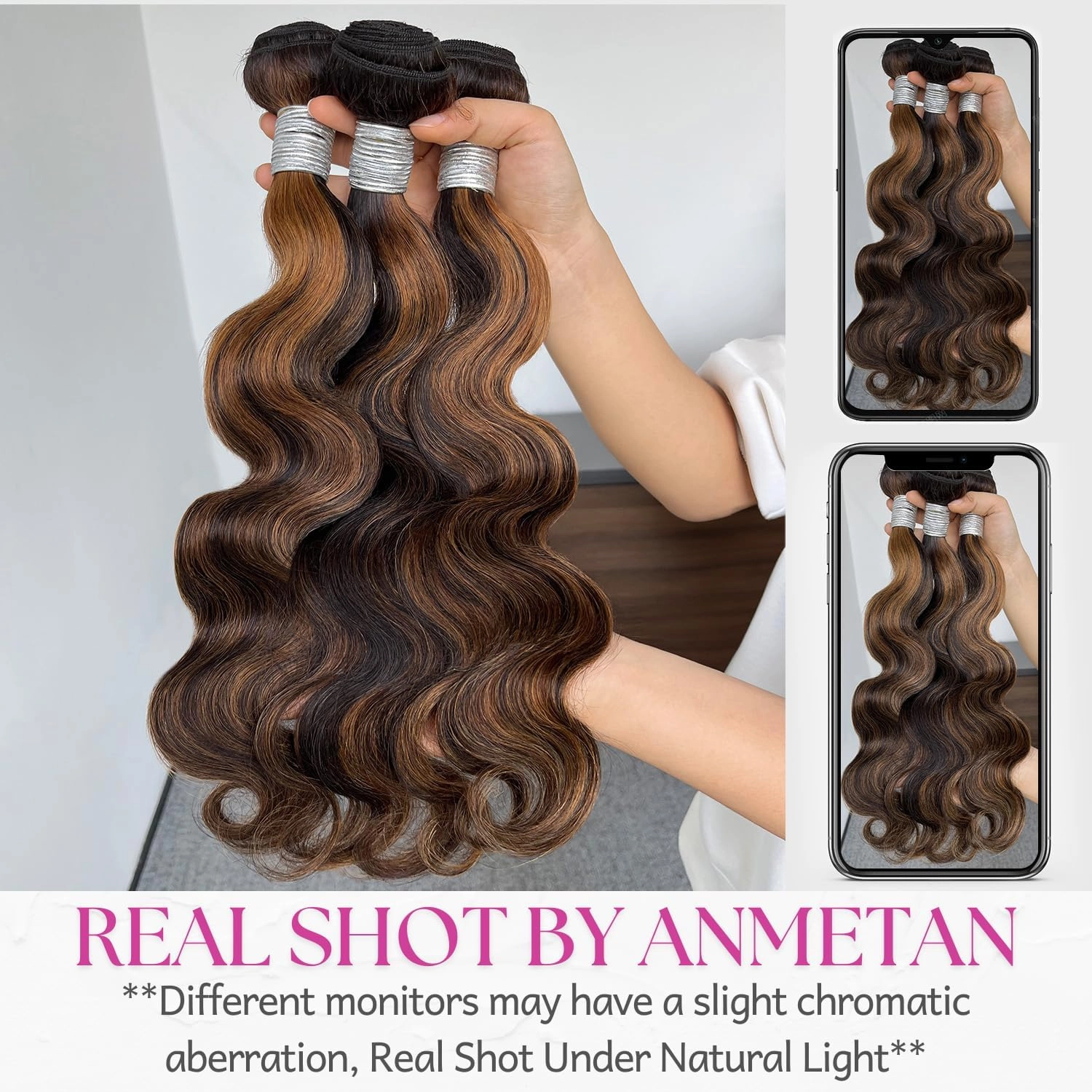 Honey Blonde FB30 Highlight Bundles with 13x4 Lace Frontal Body Wave Human Hair, Ombre 3 Bundles with HD Transparent Lace Frontal Ear to Ear Soft Remy Hair Black and Brown Color 12 14 16  12In
