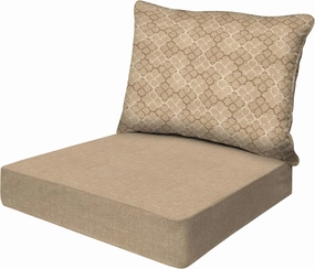 Honeycomb Essentials Outdoor Deep Seating Cushion, 24” x 24”, Courtyard Geo Almond Patio Chair Cushion