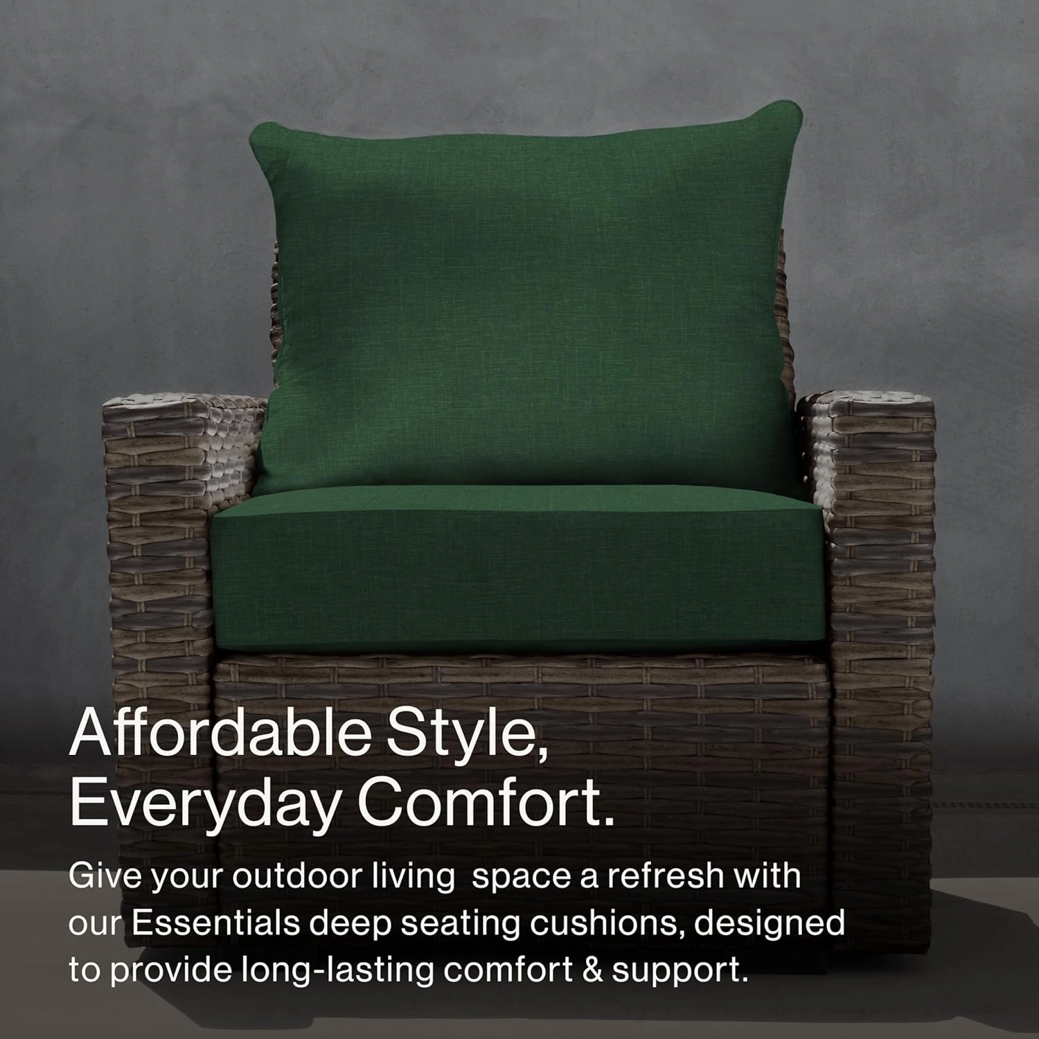Honeycomb Essentials Outdoor Deep Seating Cushion, 24” x 24”, Hampton Texture Hunter Patio Chair Cushion