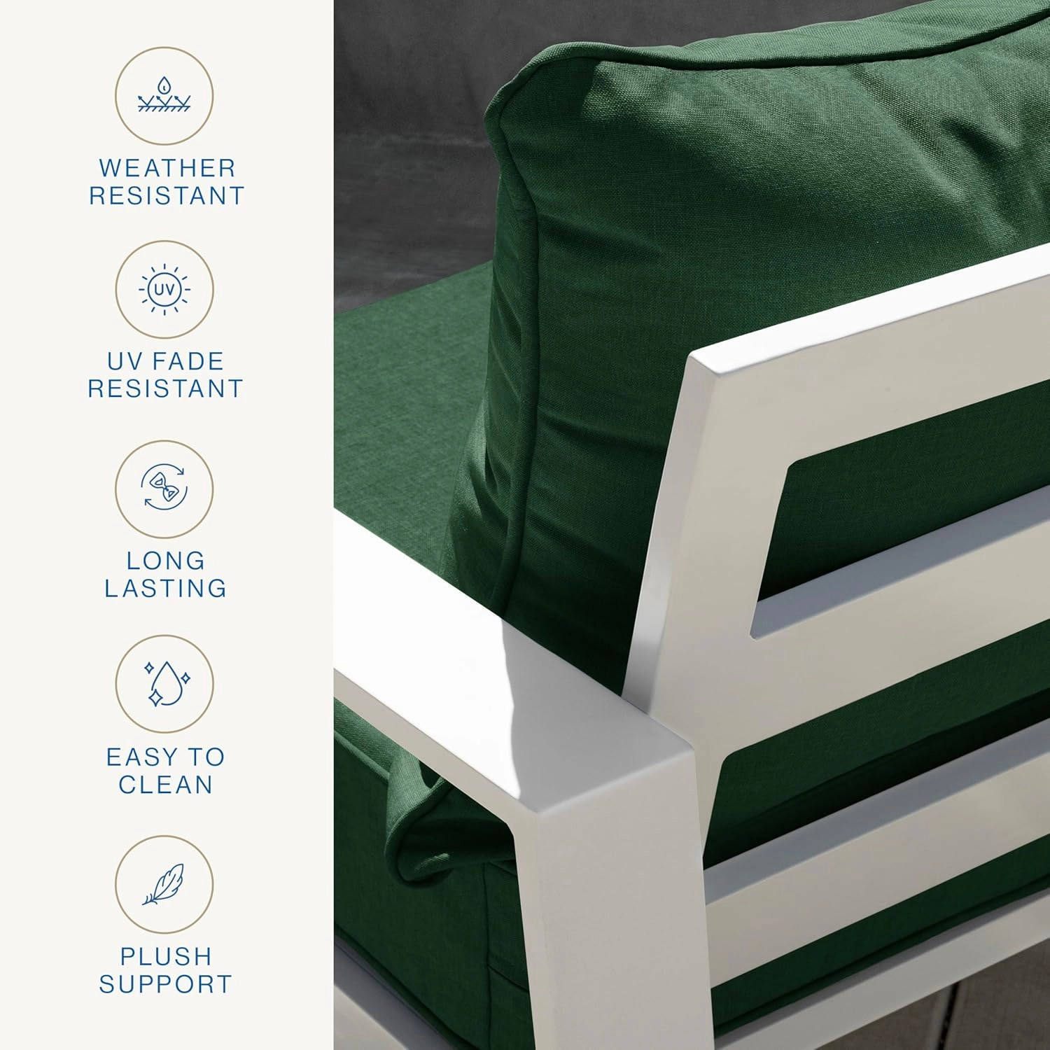 Honeycomb Essentials Outdoor Deep Seating Cushion, 24” x 24”, Hampton Texture Hunter Patio Chair Cushion