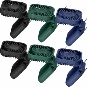 Hortsun 6 Pack personal Necklace Fans Portable Mini Neck Hanging Fan Hand-held for Cooling USB Rechargeable Battery 3 Speed Air Circulatory(Black, Dark Green, Navy Blue)