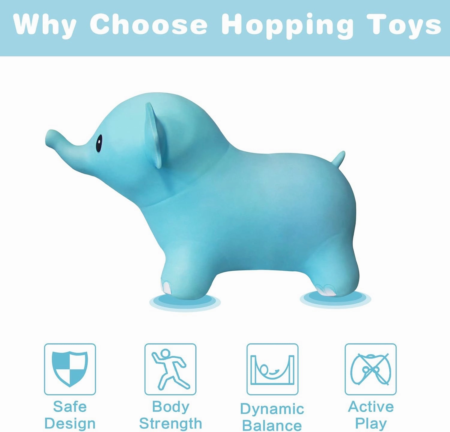 HotMax Bouncy Horse, Inflatable Bouncing Animals Hopper for Toddlers or Kids, Ride on Rubber Jumping Toys for Boy or Girl Birthday Gift (Blue Elephant)
