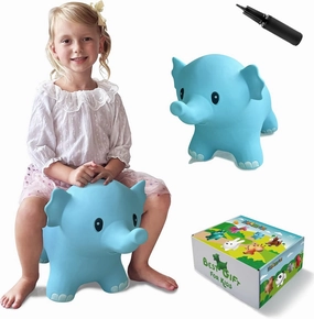 HotMax Bouncy Horse, Inflatable Bouncing Animals Hopper for Toddlers or Kids, Ride on Rubber Jumping Toys for Boy or Girl Birthday Gift (Blue Elephant)